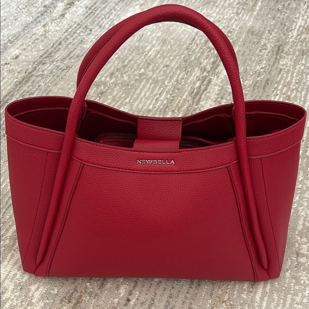 Red NEWBELLA Vegan Leather Tote Bag Shoulder Bag Handbag with Matching Purse - Picture 2 of 11